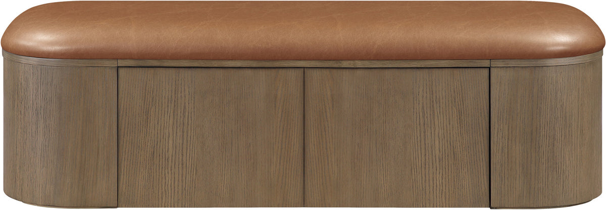 Velden Cognac Vegan Leather Upholstered Storage Bench
