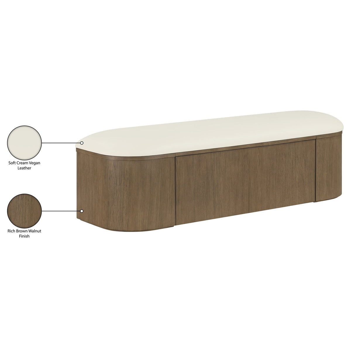 Velden Cream Vegan Leather Upholstered Storage Bench