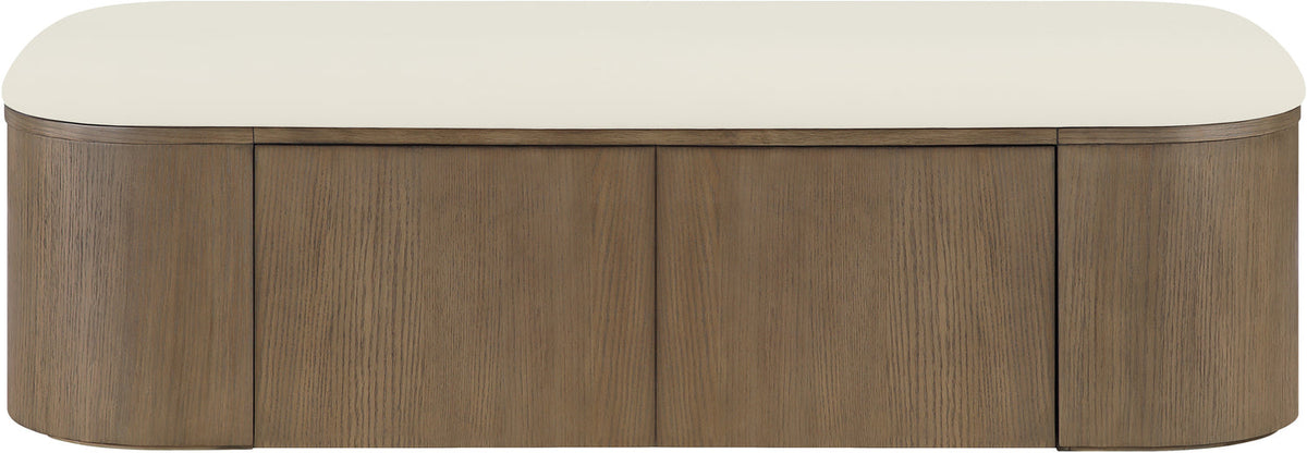 Velden Cream Vegan Leather Upholstered Storage Bench