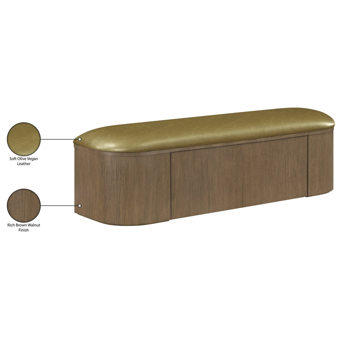 Velden Olive Vegan Leather Upholstered Storage Bench