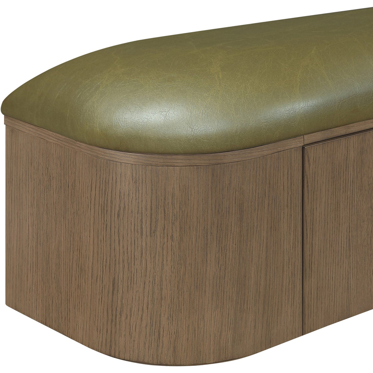 Velden Olive Vegan Leather Upholstered Storage Bench