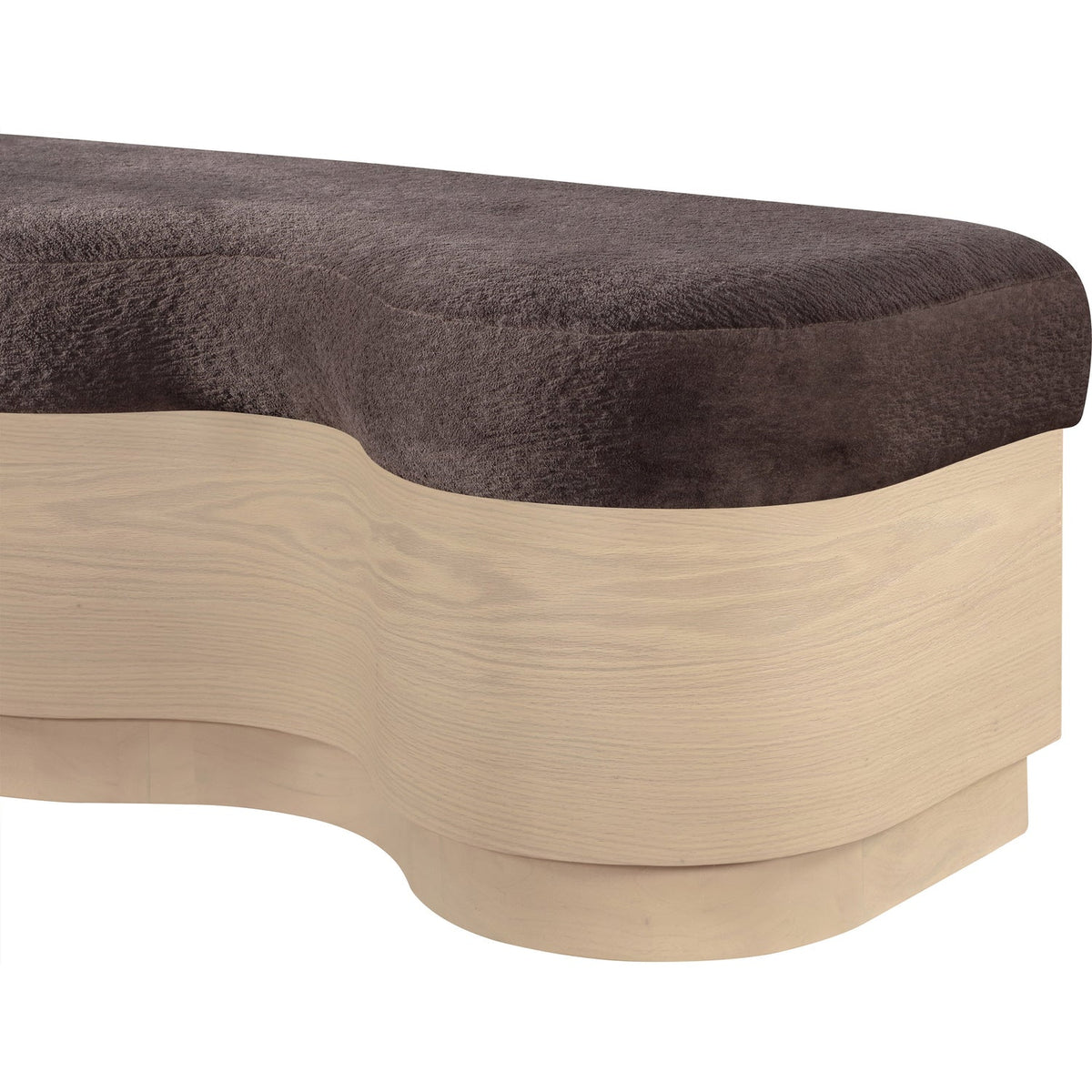 Savoy Brown Velour Fur Fabric Upholstered Bench