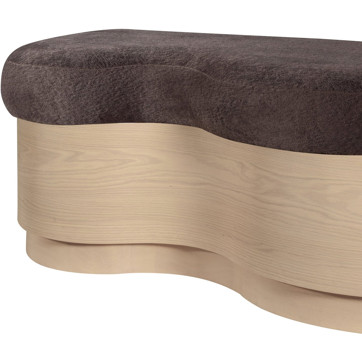 Savoy Brown Velour Fur Fabric Upholstered Bench