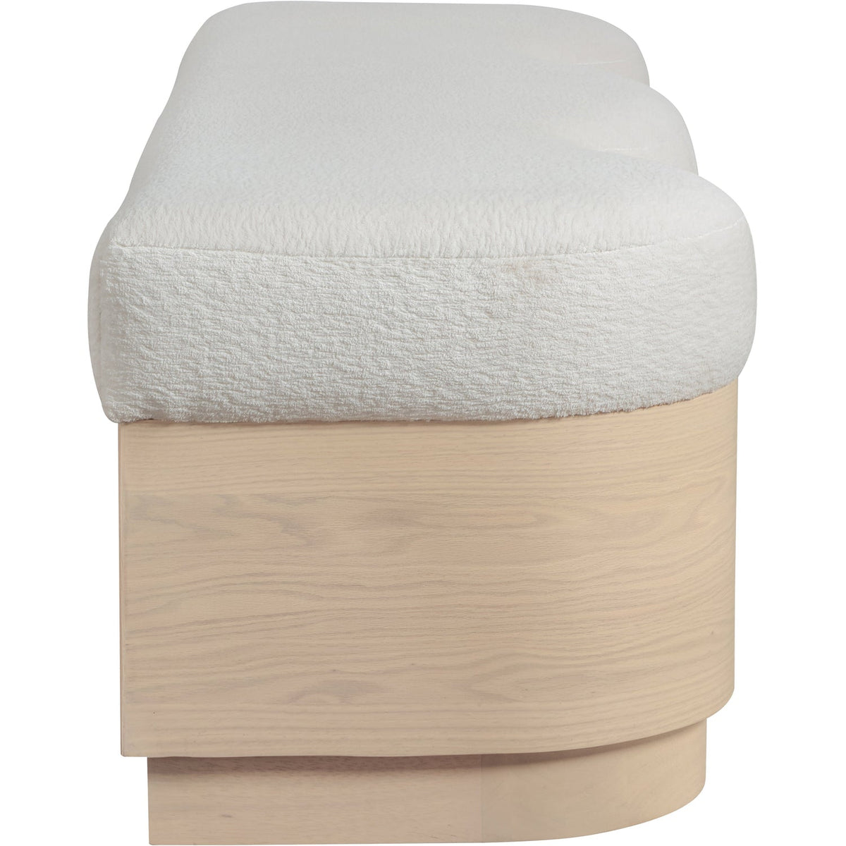 Savoy Cream Velour Fur Fabric Upholstered Bench