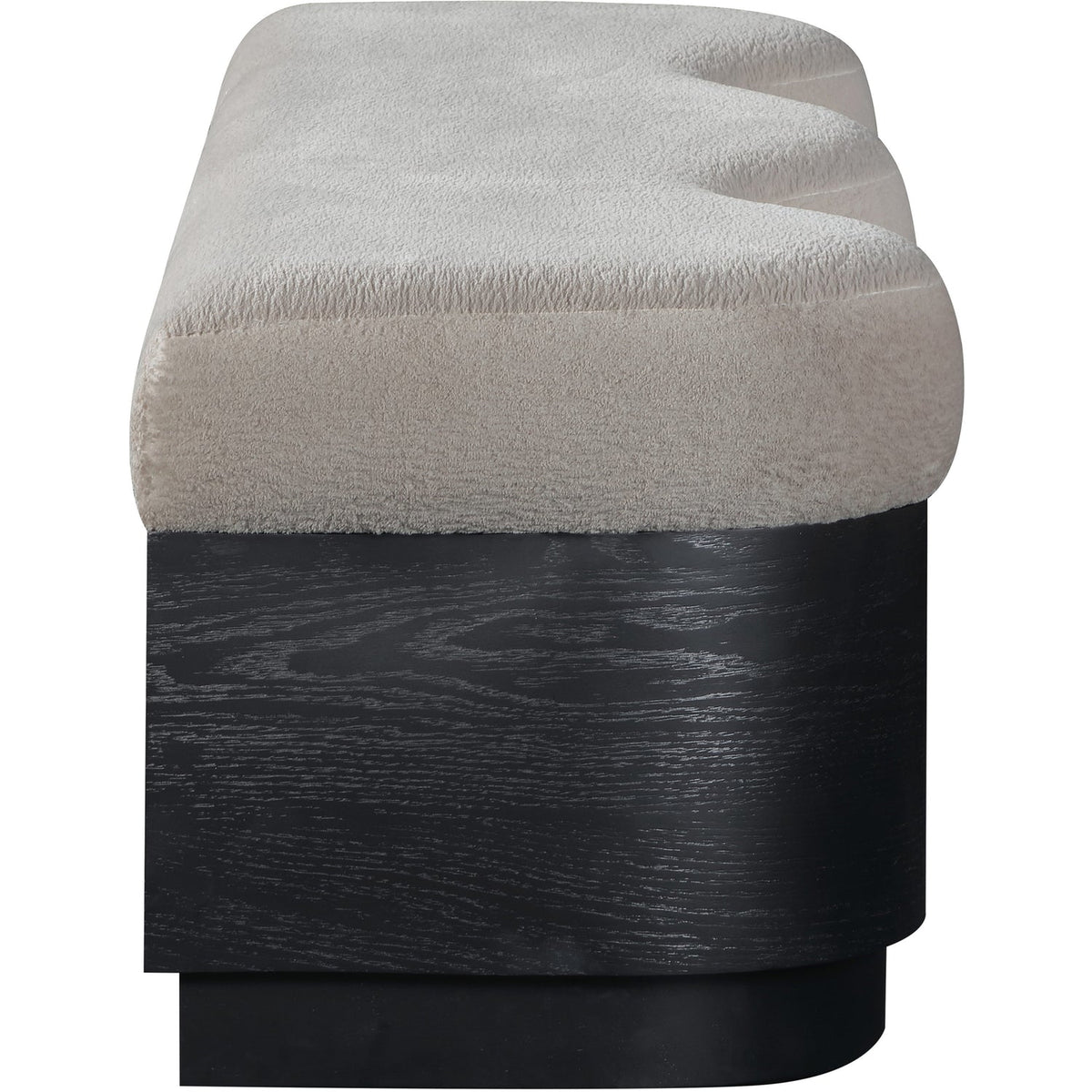 Savoy Beige Velour Fur Fabric Upholstered Bench