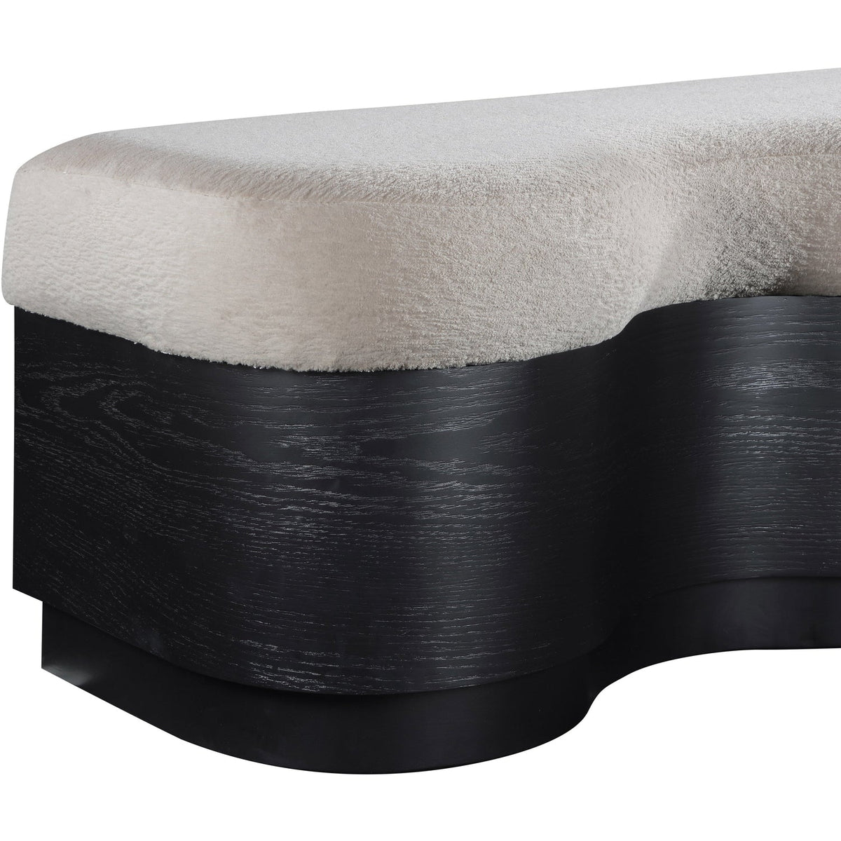 Savoy Beige Velour Fur Fabric Upholstered Bench