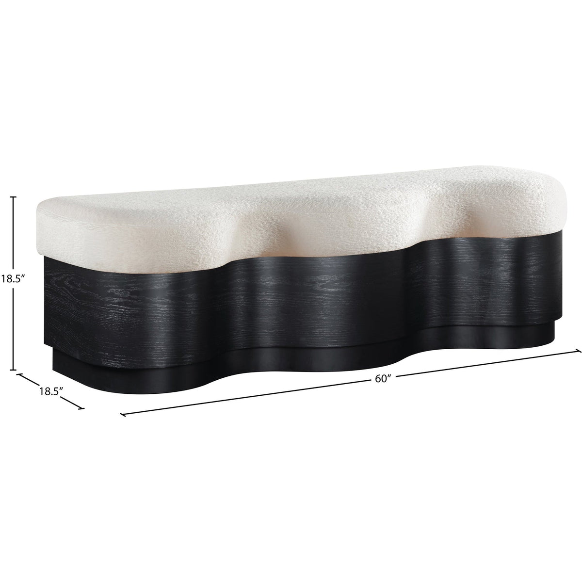 Savoy Cream Velour Fur Fabric Upholstered Bench