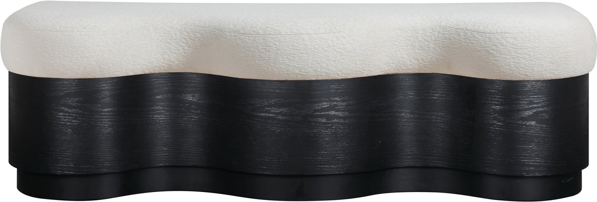 Savoy Cream Velour Fur Fabric Upholstered Bench
