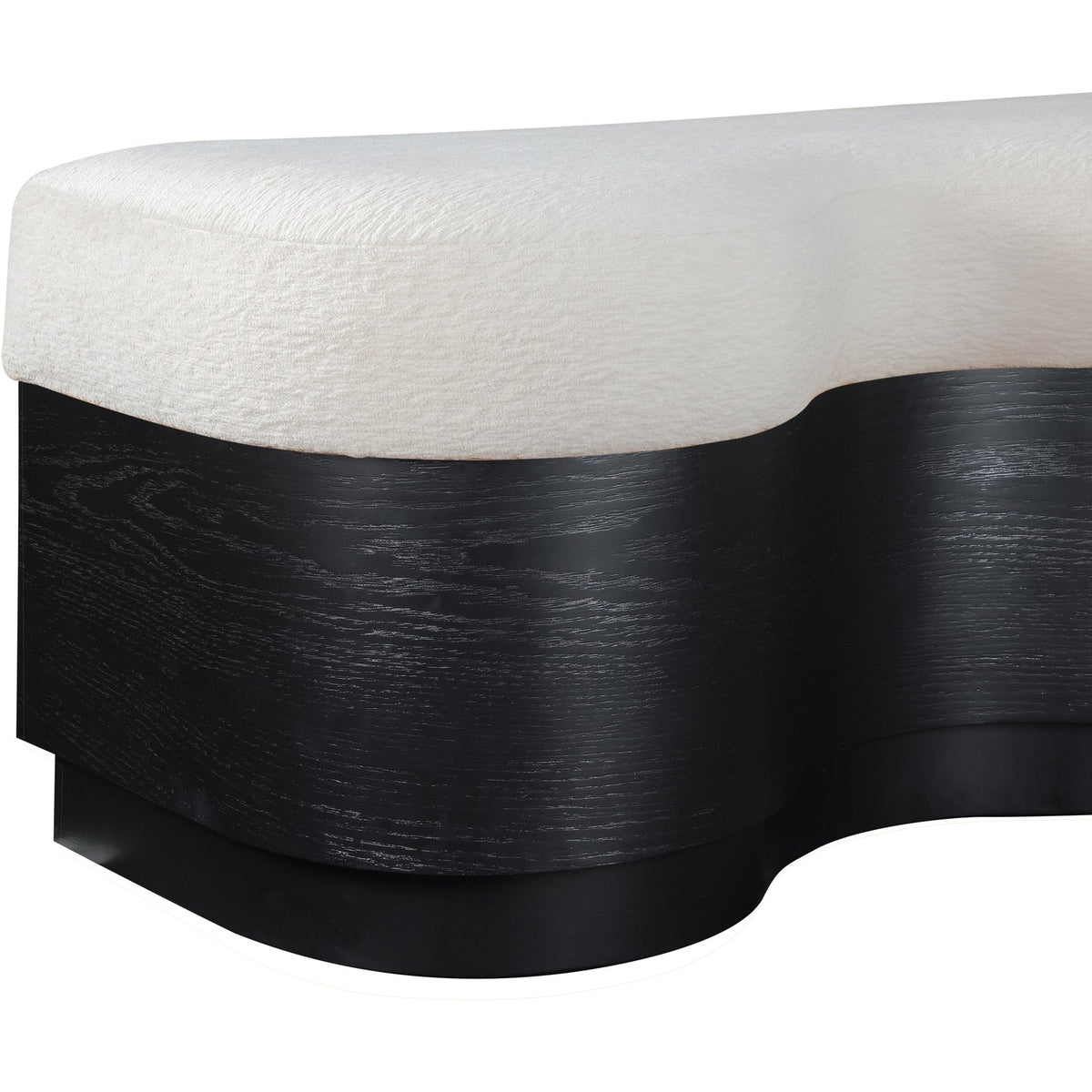 Savoy Cream Velour Fur Fabric Upholstered Bench
