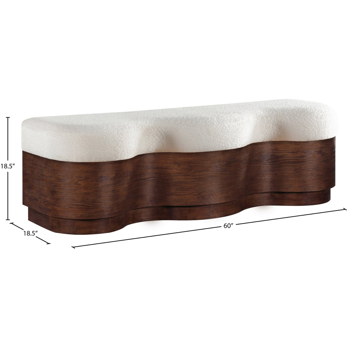 Savoy Cream Velour Fur Fabric Upholstered Bench