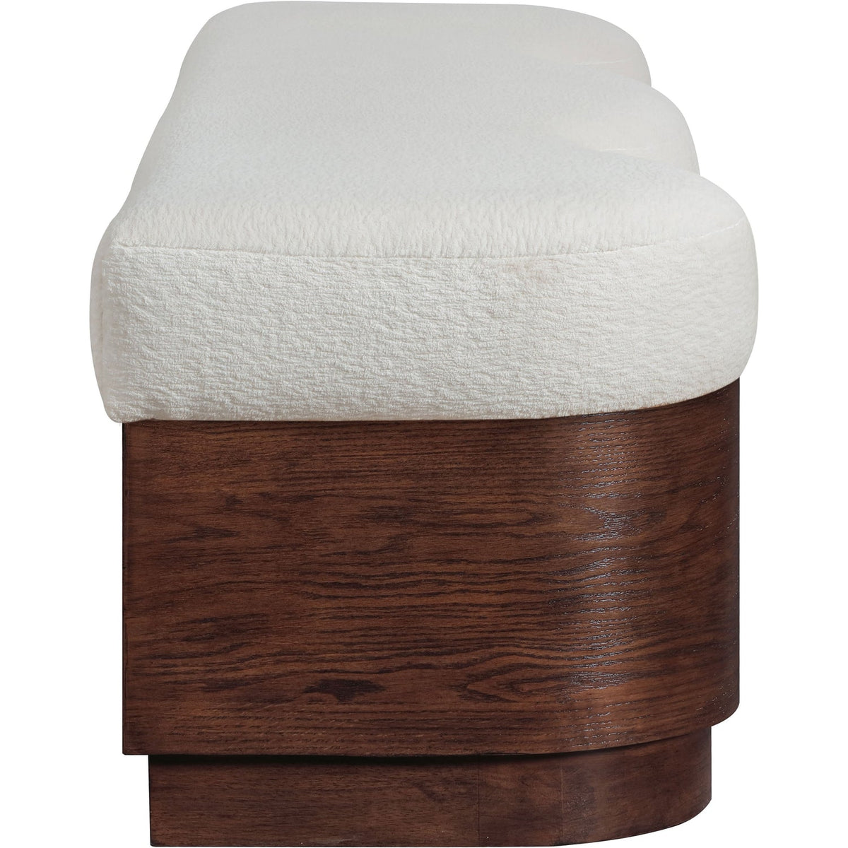 Savoy Cream Velour Fur Fabric Upholstered Bench