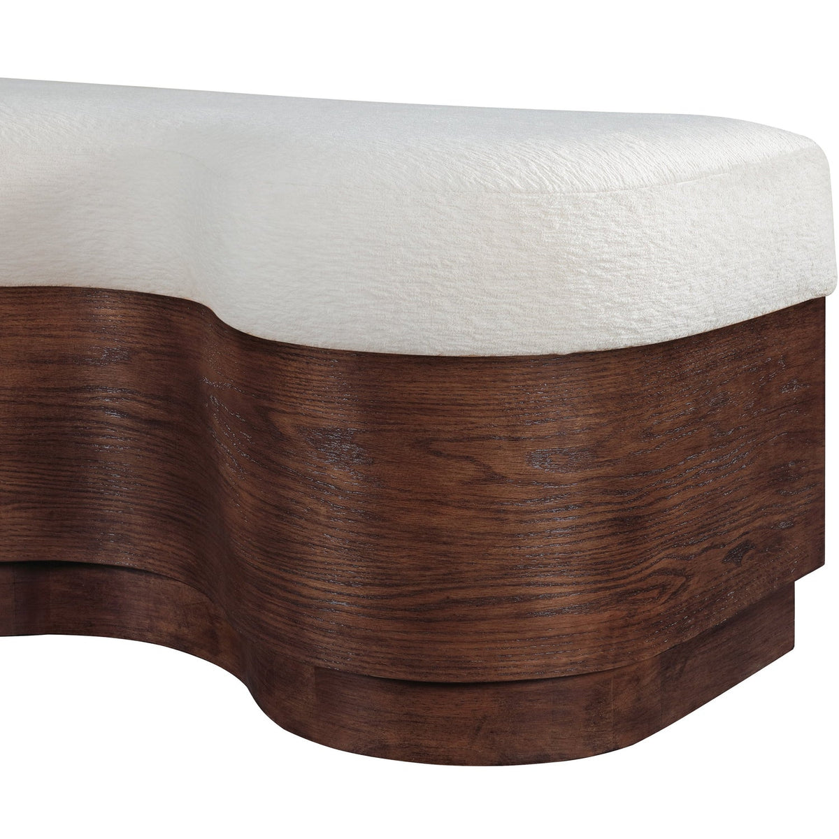 Savoy Cream Velour Fur Fabric Upholstered Bench