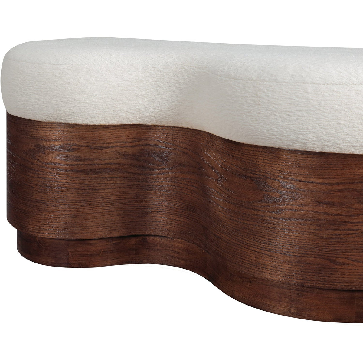 Savoy Cream Velour Fur Fabric Upholstered Bench