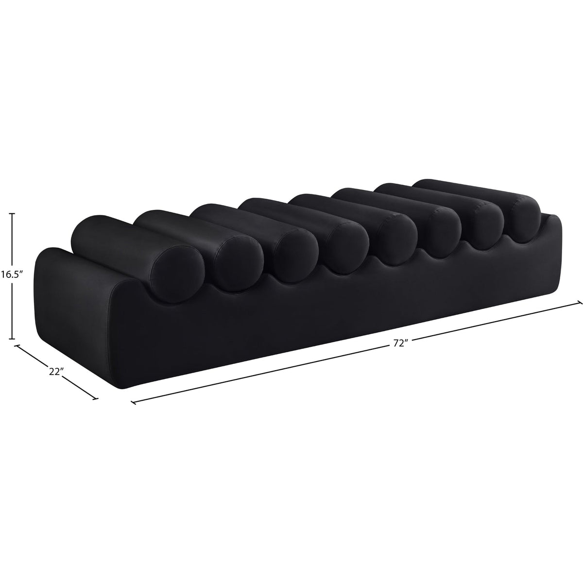 Rumble Black Vegan Leather Upholstered Bench