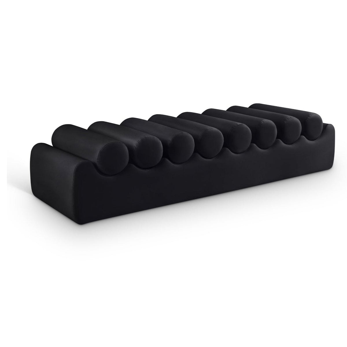 Rumble Black Vegan Leather Upholstered Bench in black vegan leather, 72" wide, primary product view