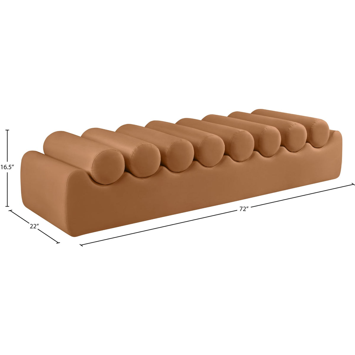 Rumble Cognac Vegan Leather Upholstered Bench