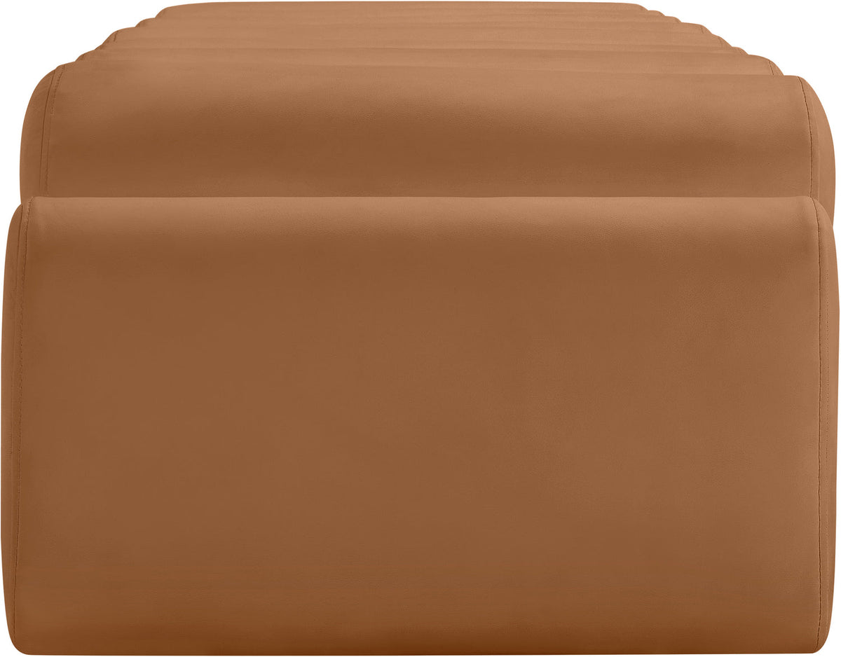 Rumble Cognac Vegan Leather Upholstered Bench