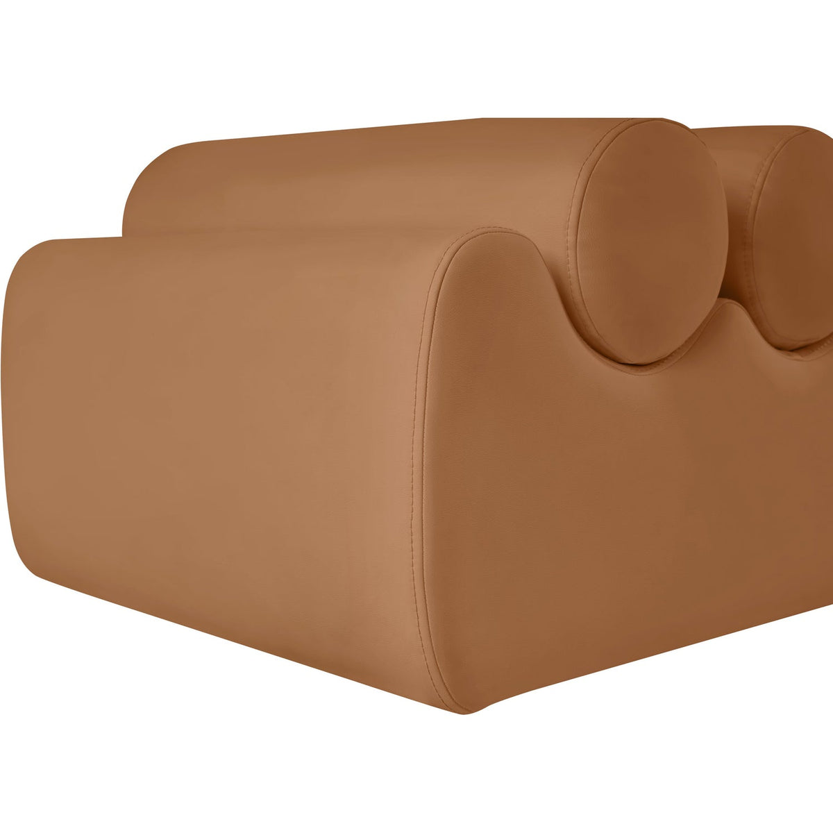 Rumble Cognac Vegan Leather Upholstered Bench