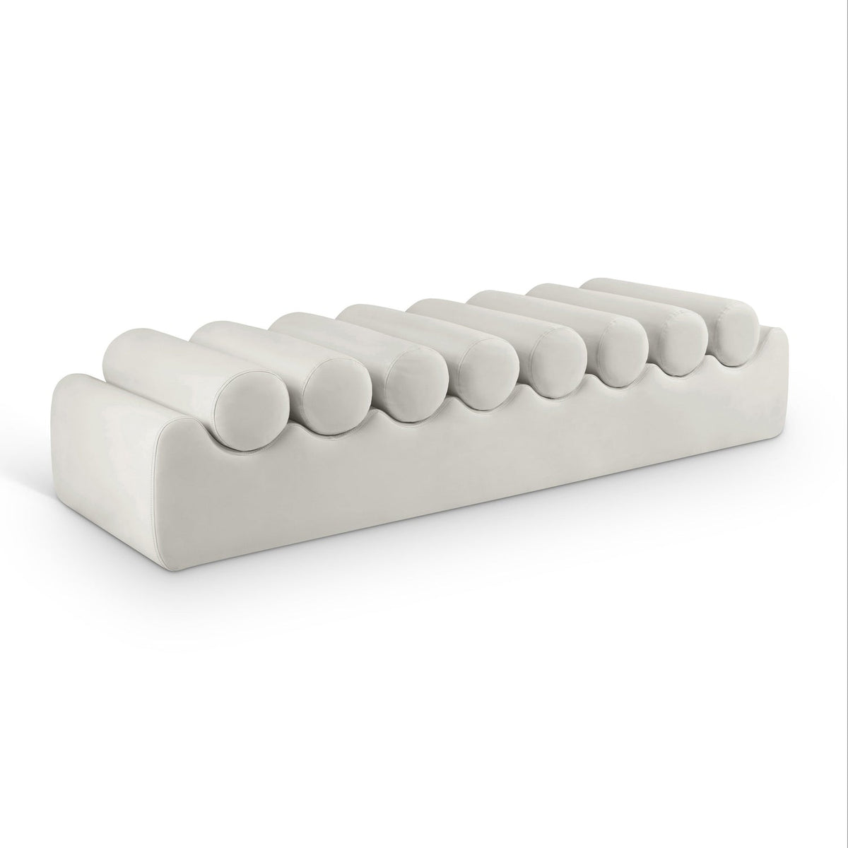 Rumble Cream Vegan Leather Upholstered Bench in cream vegan leather, primary product view