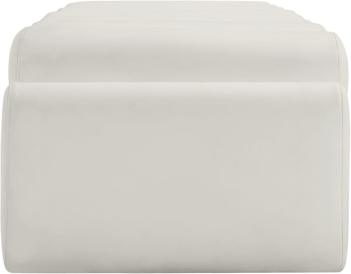 Rumble Cream Vegan Leather Upholstered Bench