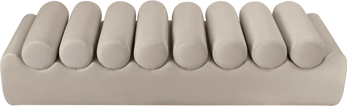 Rumble Taupe Vegan Leather Upholstered Bench