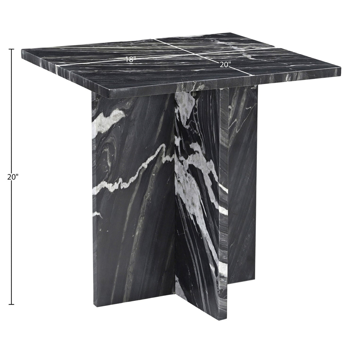 Verona Black Genuine Marble End Table Set of 2