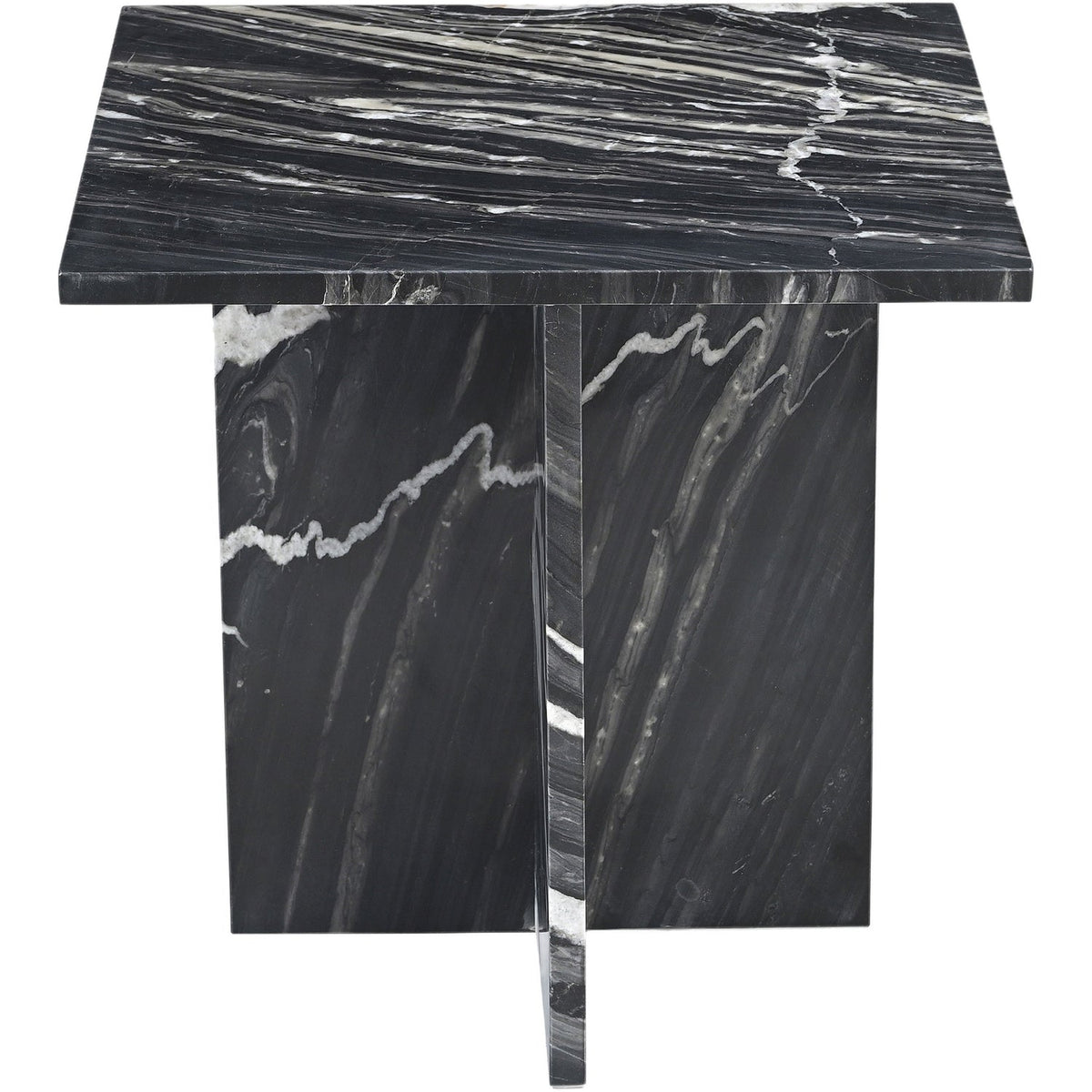 Verona Black Genuine Marble End Table Set of 2