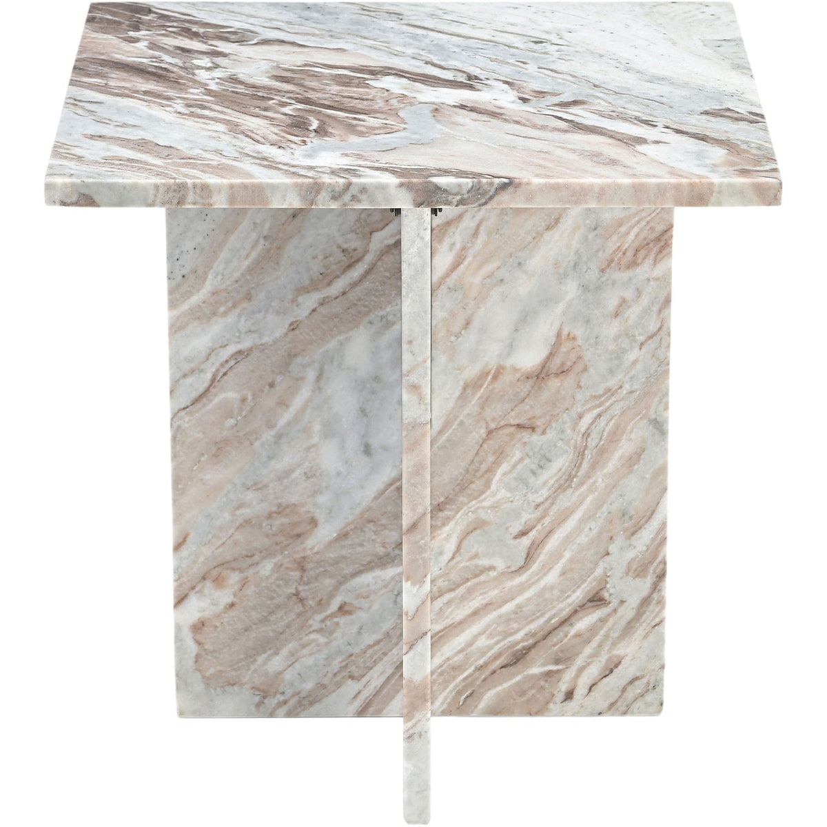 Verona Brown Genuine Marble End Table Set of 2