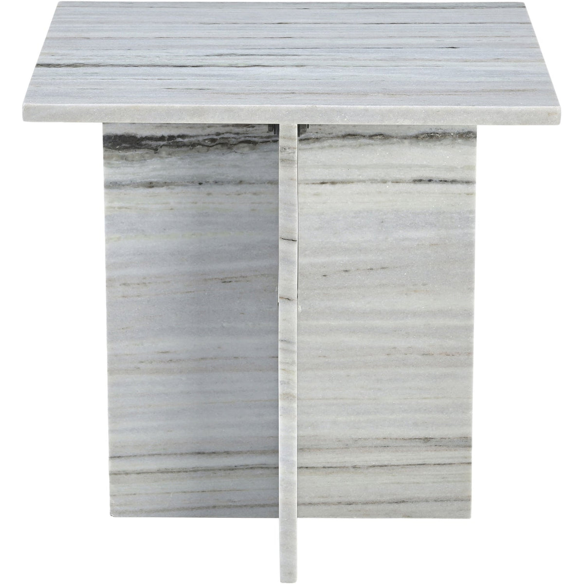 Verona Panda Genuine Marble End Table Set of 2