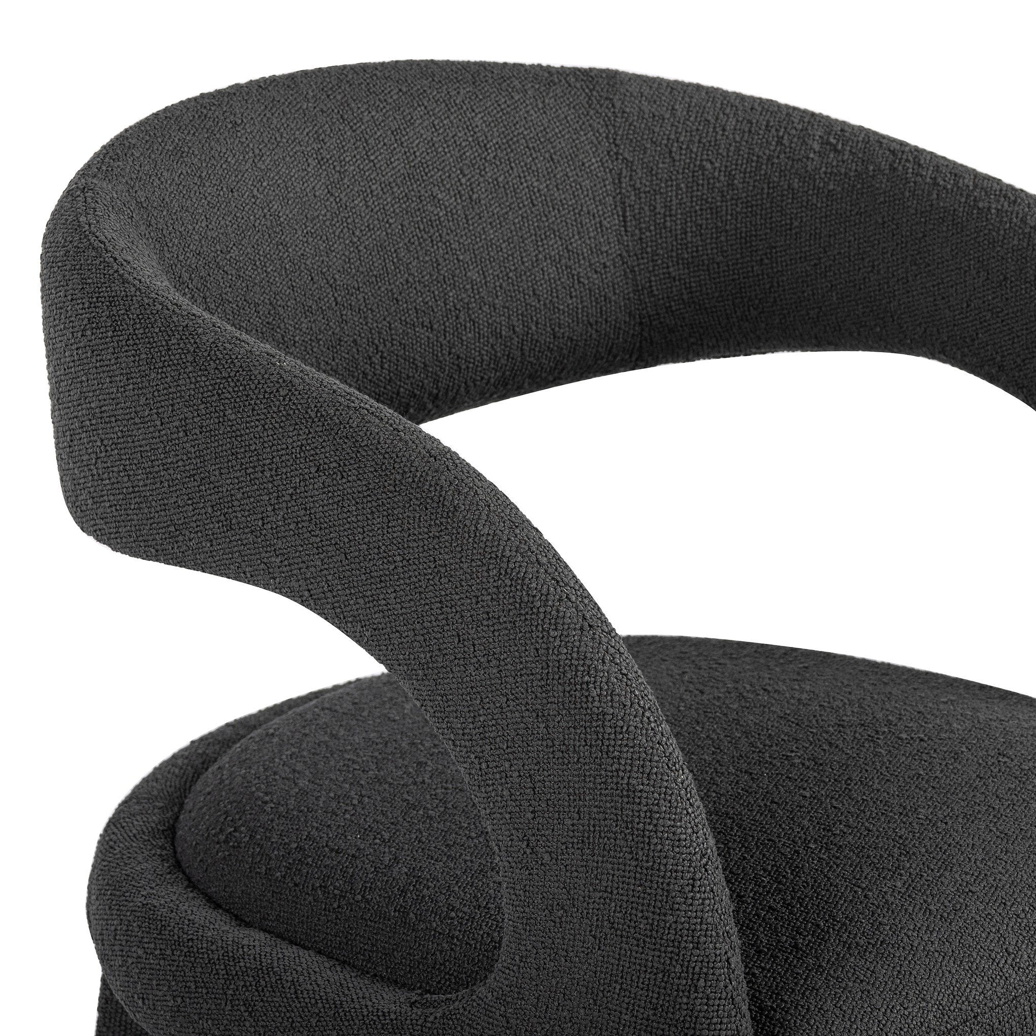 Four Hands Hawkins FIQA Boucle Charcoal Dining Chair detail view
