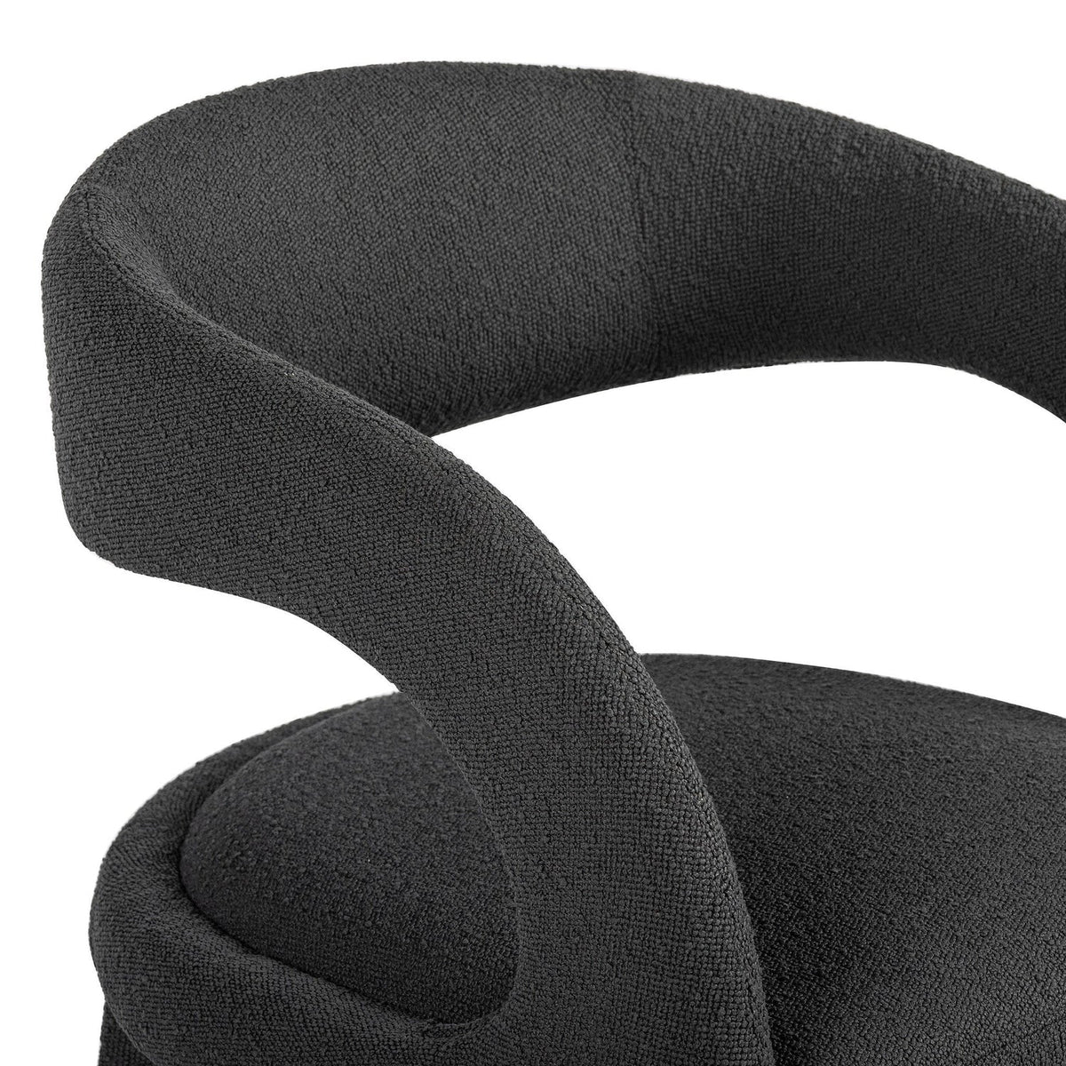 Four Hands Hawkins FIQA Boucle Charcoal Dining Chair detail view