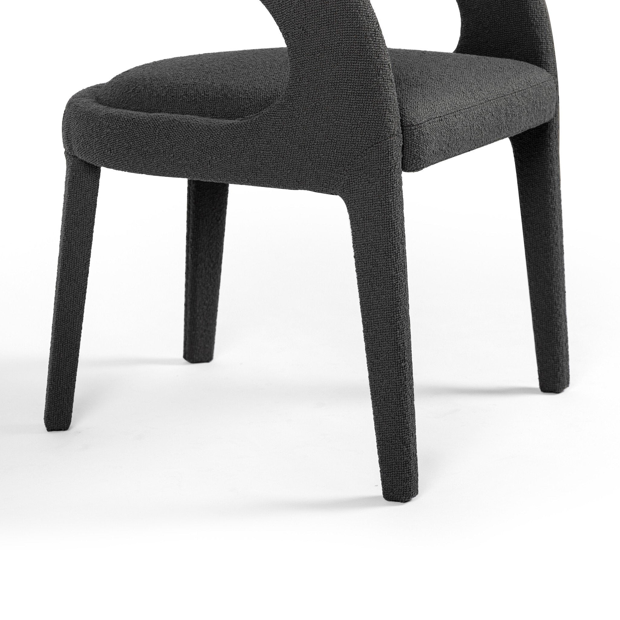 Four Hands Hawkins FIQA Boucle Charcoal Dining Chair close-up detail