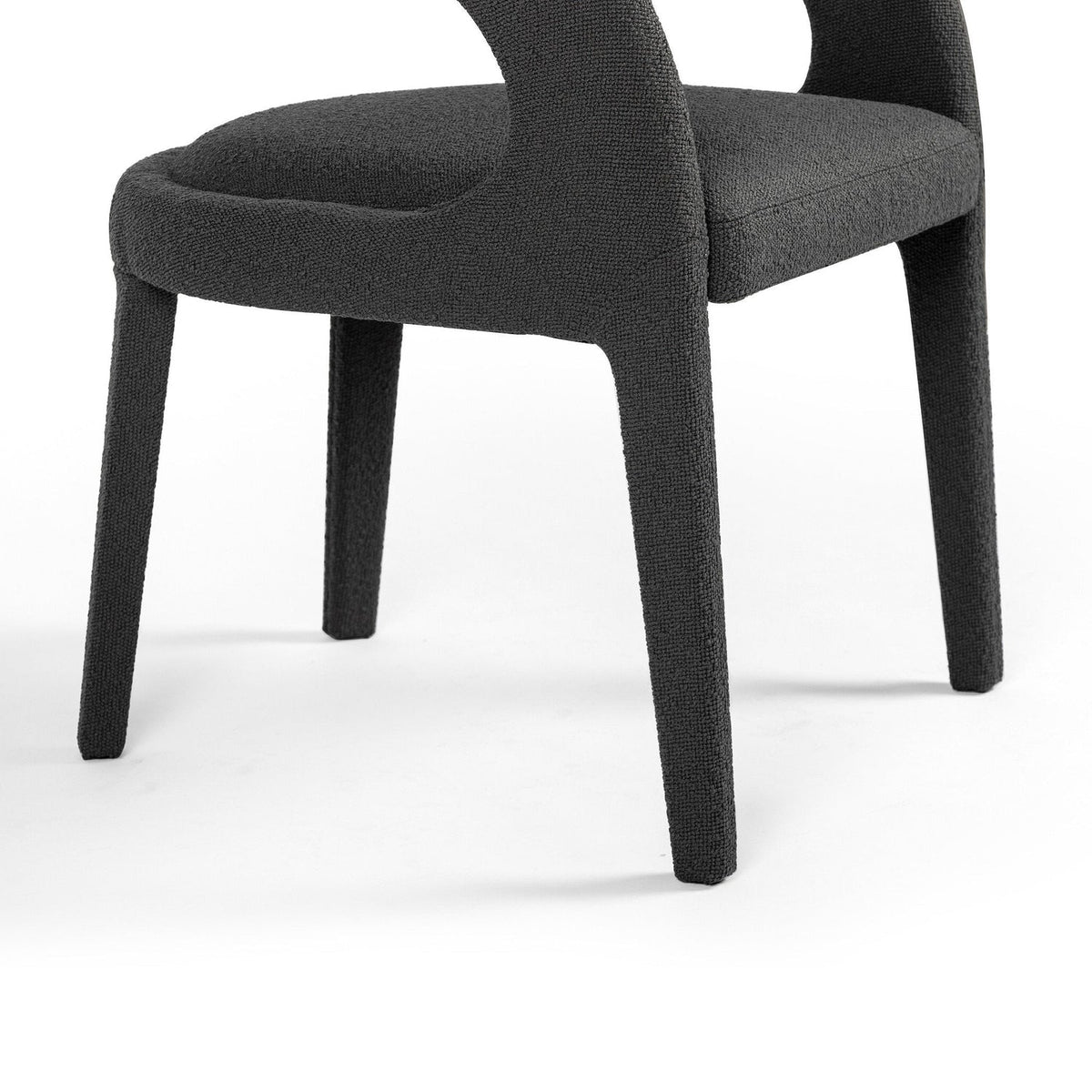 Four Hands Hawkins FIQA Boucle Charcoal Dining Chair close-up detail