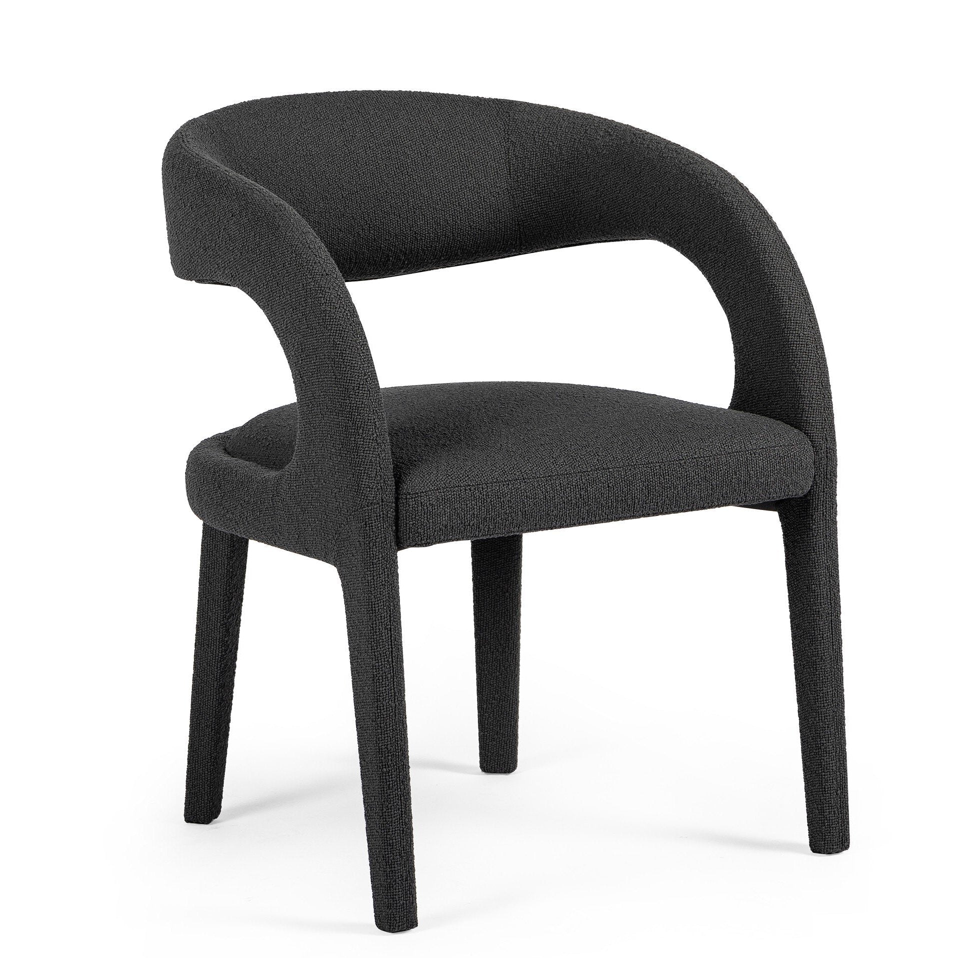 Four Hands Hawkins FIQA Boucle Charcoal Dining Chair in FIQA Boucle Charcoal