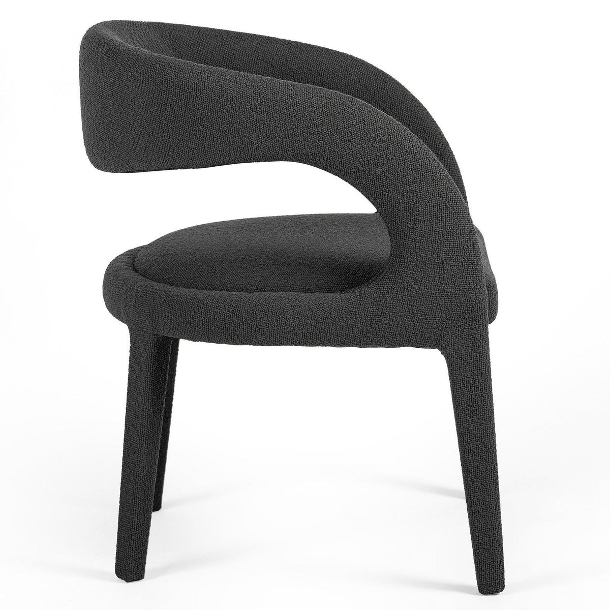 Four Hands Hawkins FIQA Boucle Charcoal Dining Chair side view