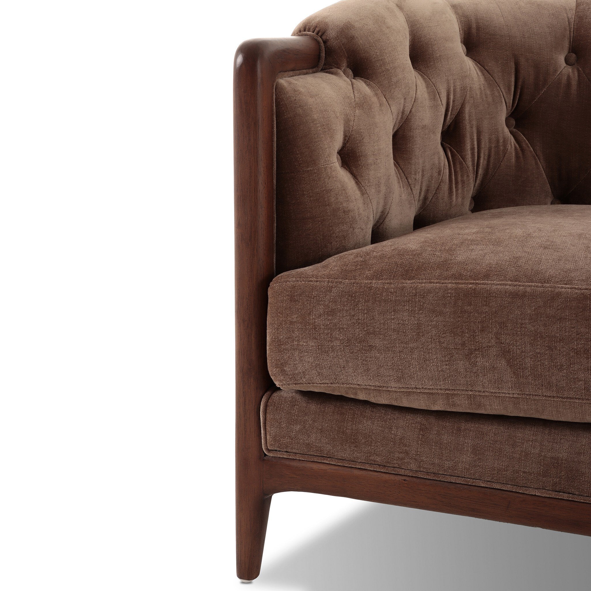 Four Hands Ellsworth Altair Mushroom Sofa finish close-up