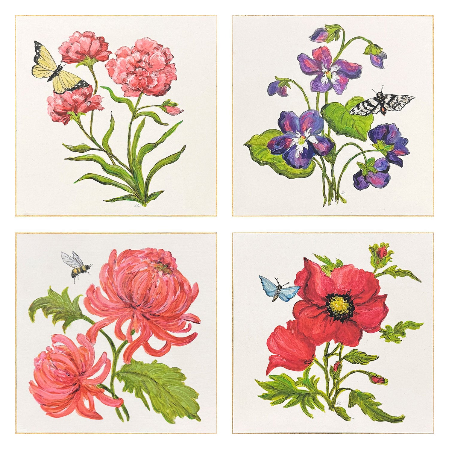 PopJoy Studio Floral Snapshot III Wall Sculpture Set of 4