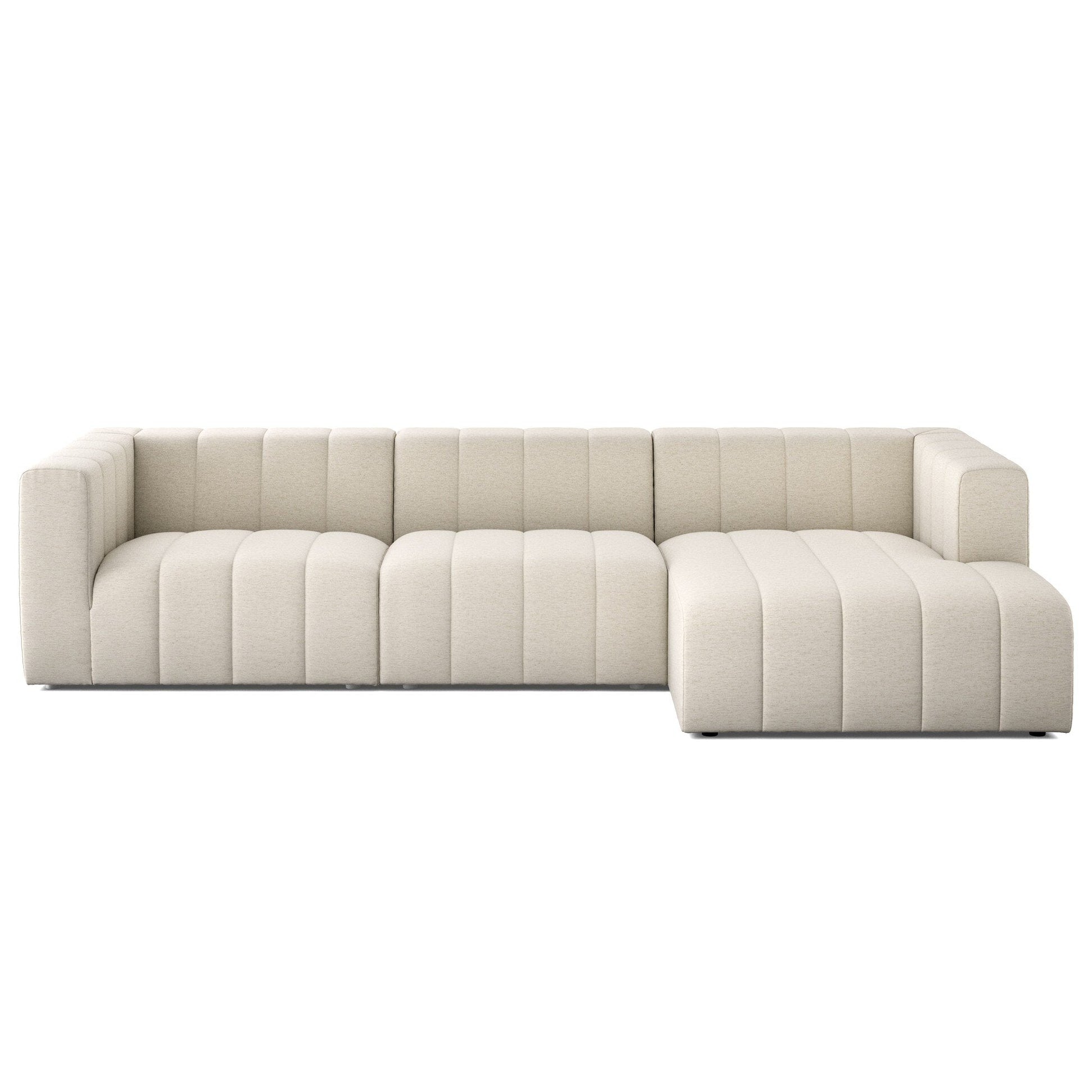 Four Hands Langham Channeled Crypton Nomad Snow 3 Piece Sectional Sofa front view