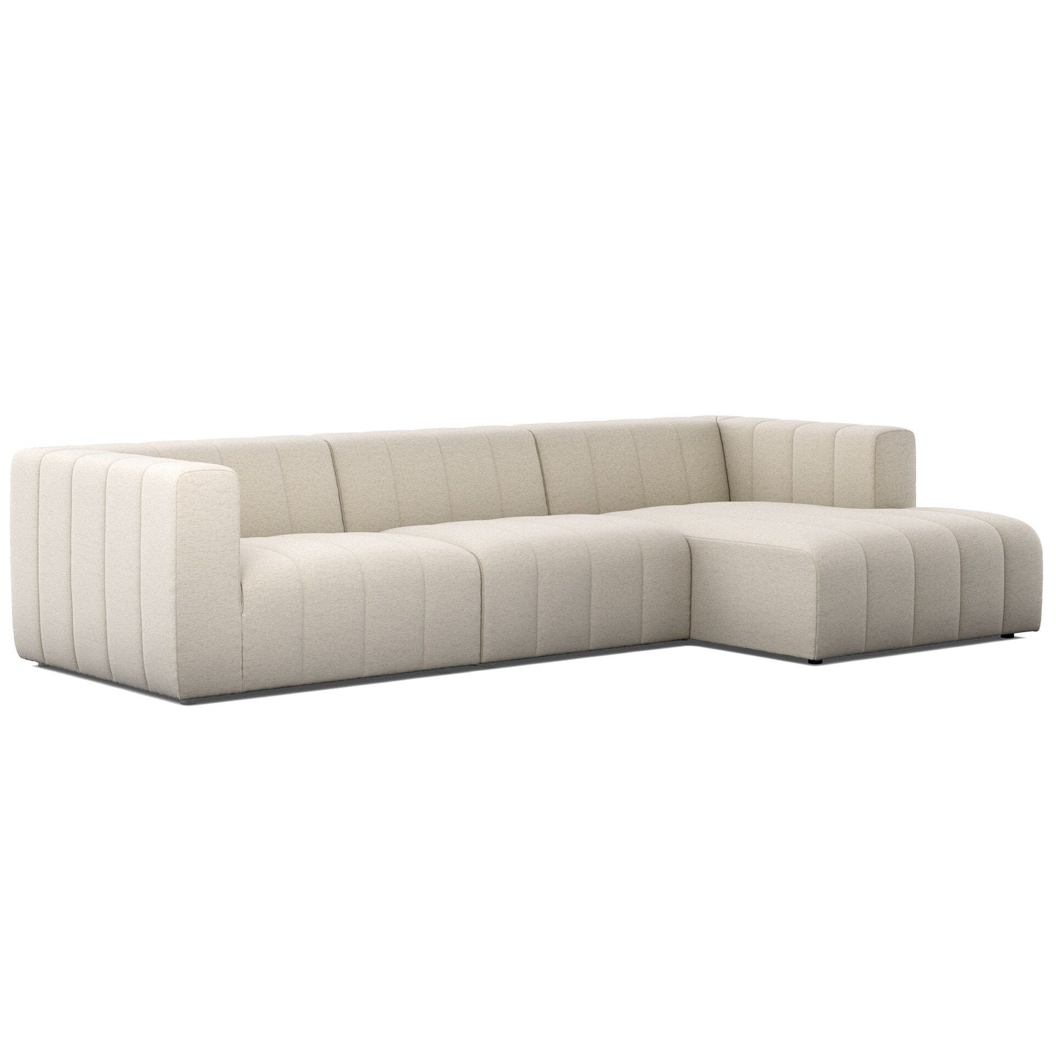 Four Hands Langham Channeled Crypton Nomad Snow 3 Piece Sectional Sofa in Crypton Nomad Snow