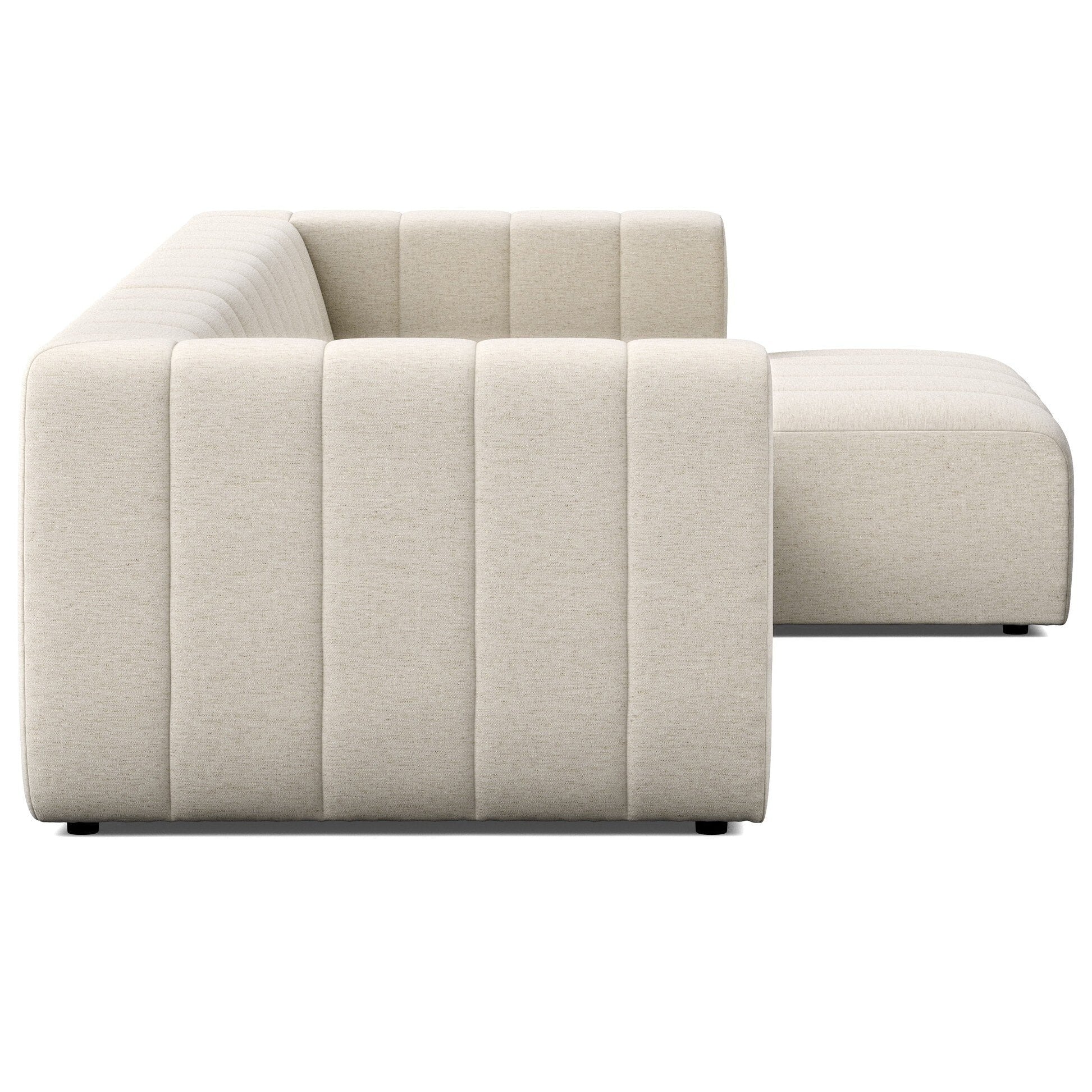 Four Hands Langham Channeled Crypton Nomad Snow 3 Piece Sectional Sofa side view