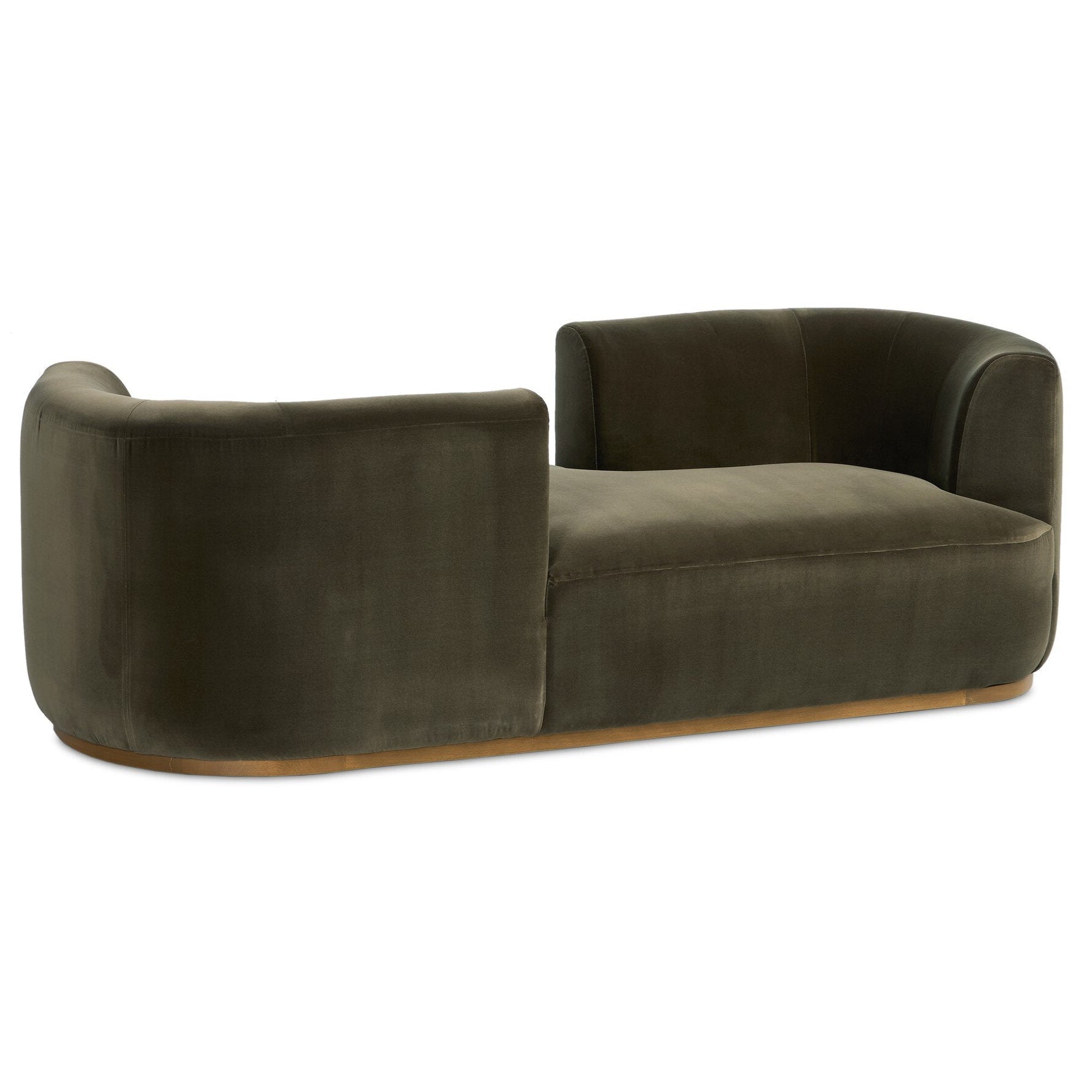 Four Hands Deandra Surrey Olive Tete A Tete Chaise styled view