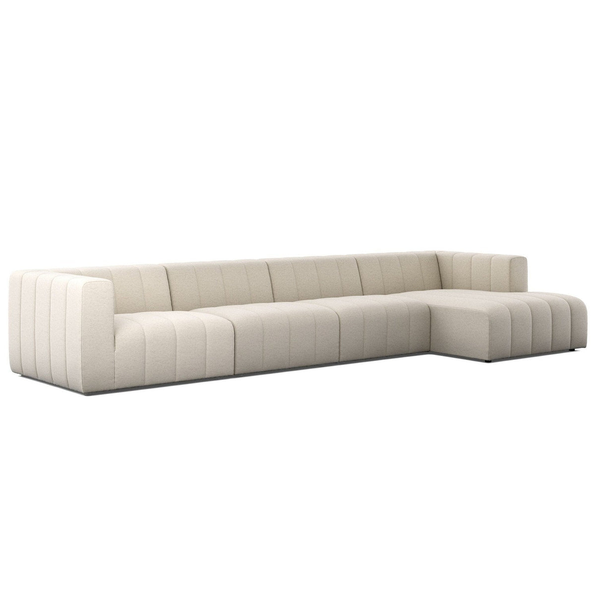 Four Hands Langham Channeled Crypton Nomad Snow 4 Piece Sectional Sofa styled view