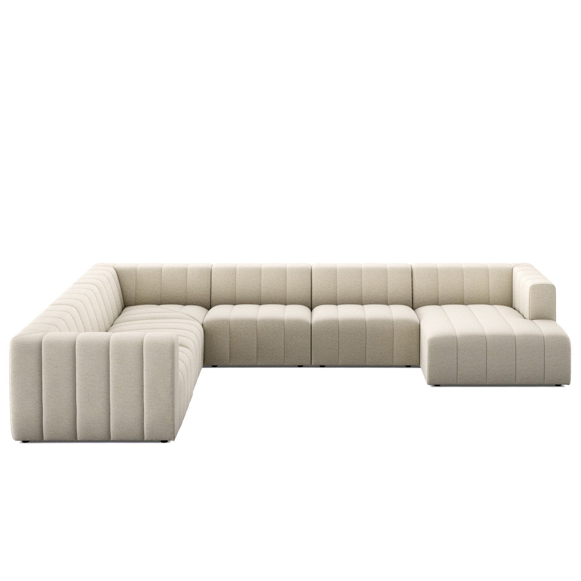 Four Hands Langham Channeled Crypton Nomad Snow 6 Piece Sectional Sofa front view