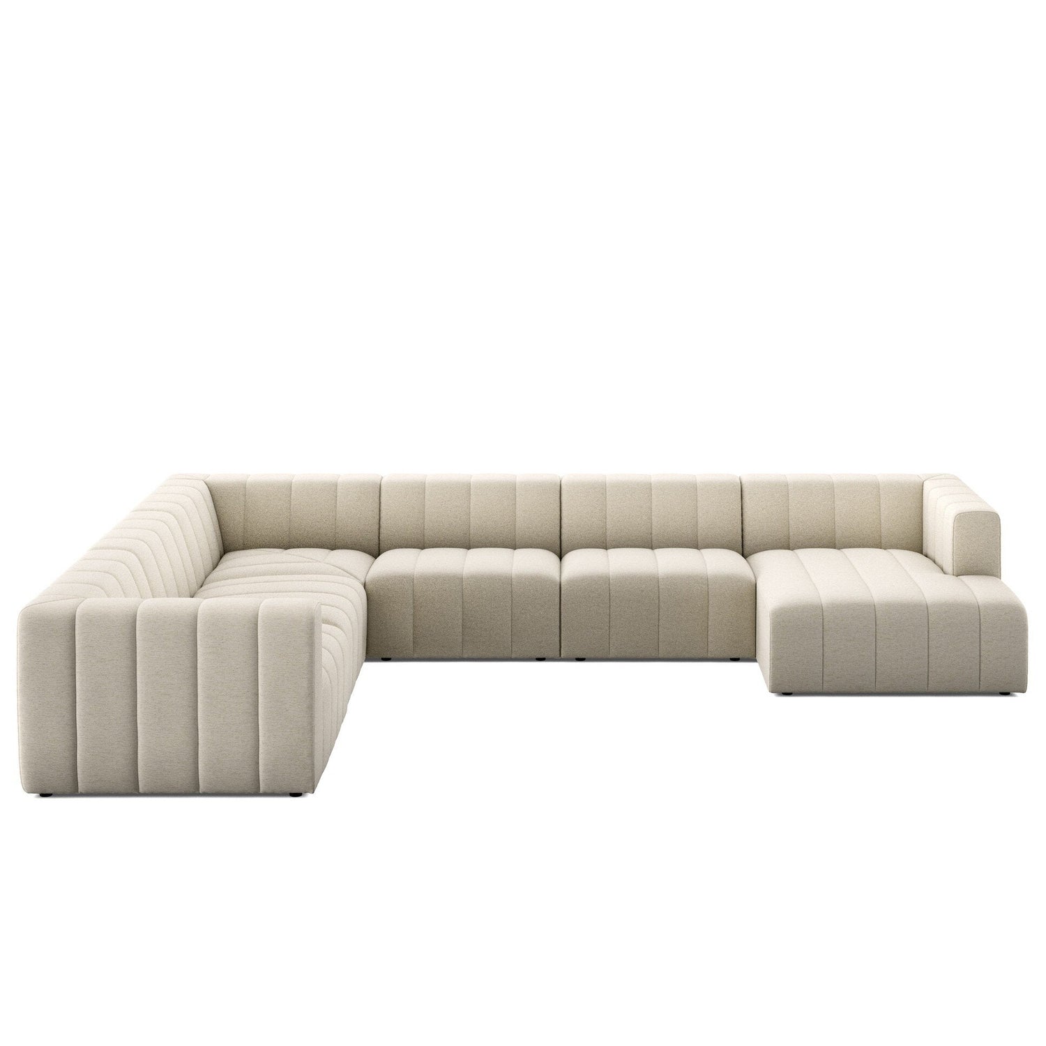 Four Hands Langham Channeled Crypton Nomad Snow 6 Piece Sectional Sofa front view