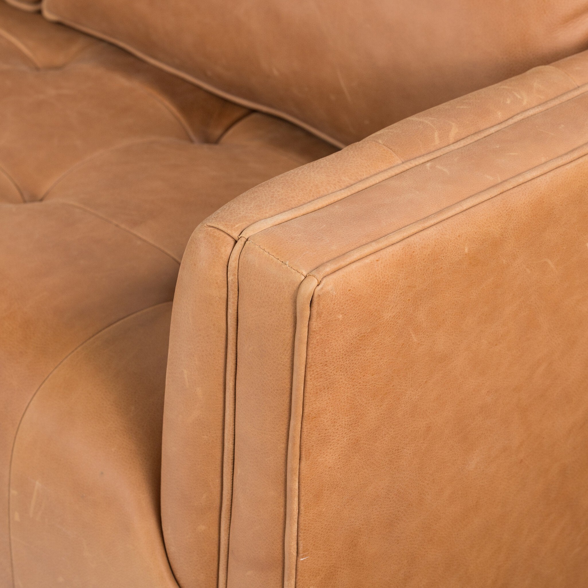 Four Hands Kiera Palermo Cognac Sofa detail view