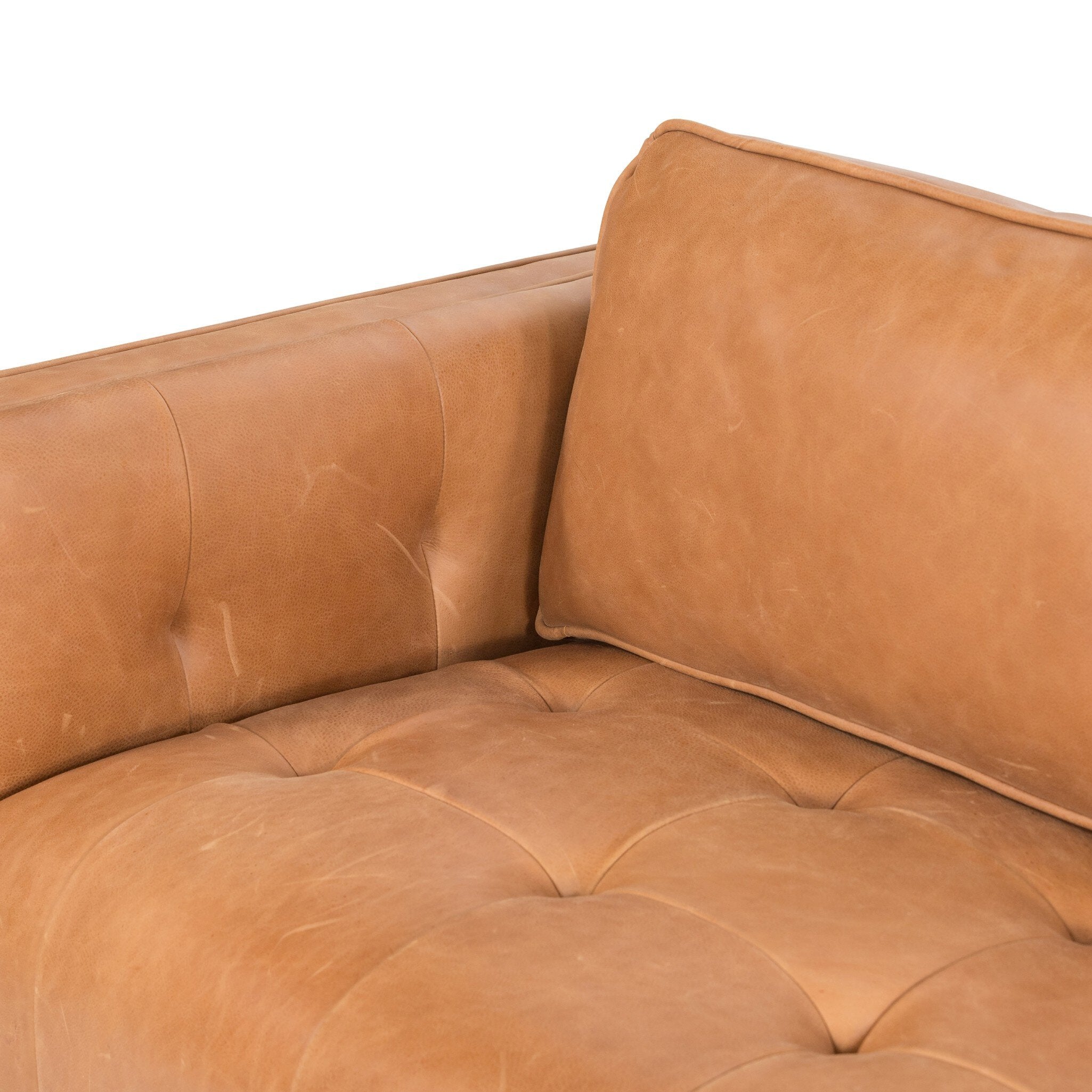 Four Hands Kiera Palermo Cognac Sofa texture close-up