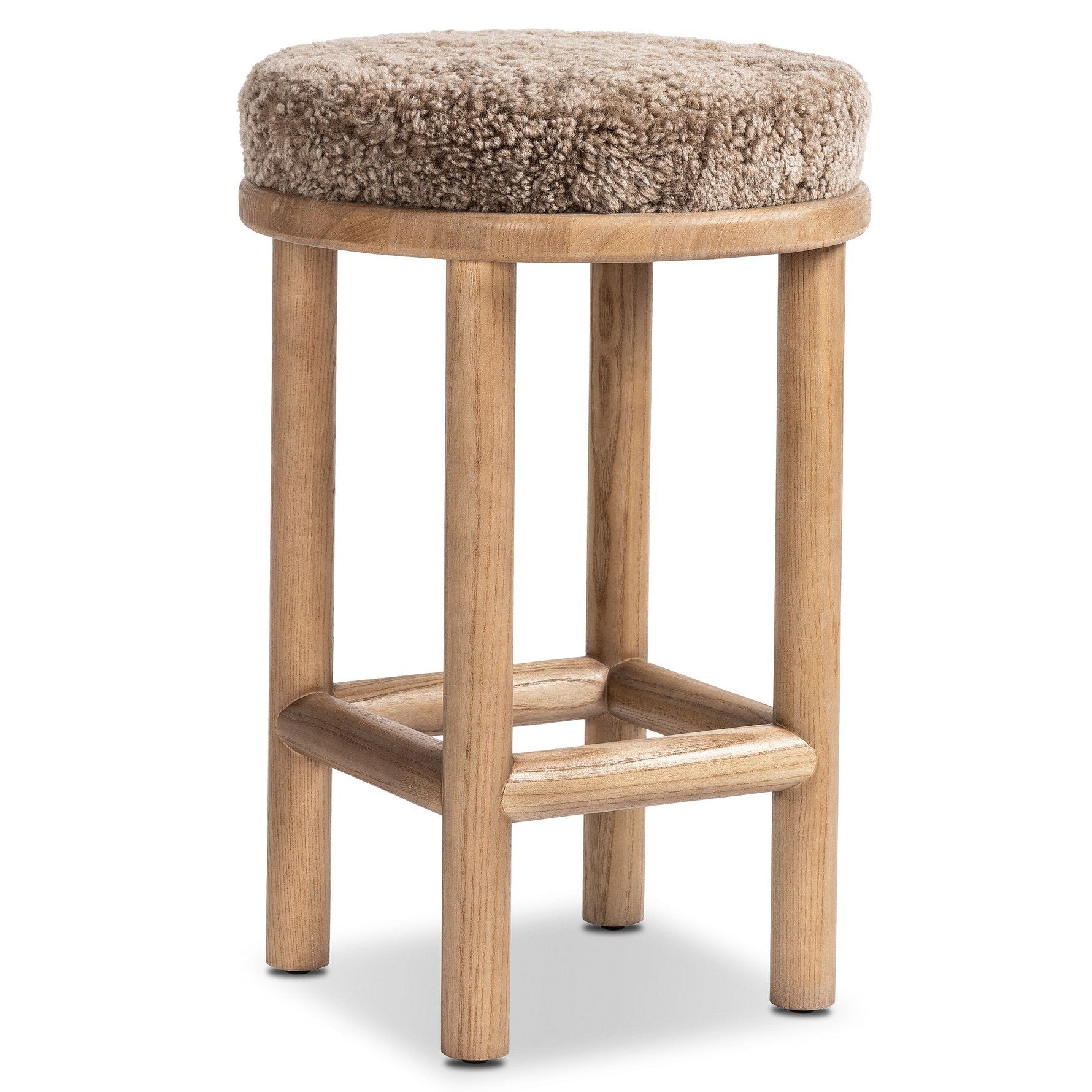 Four Hands Saldino Taupe Shearling Counter Stool styled setting