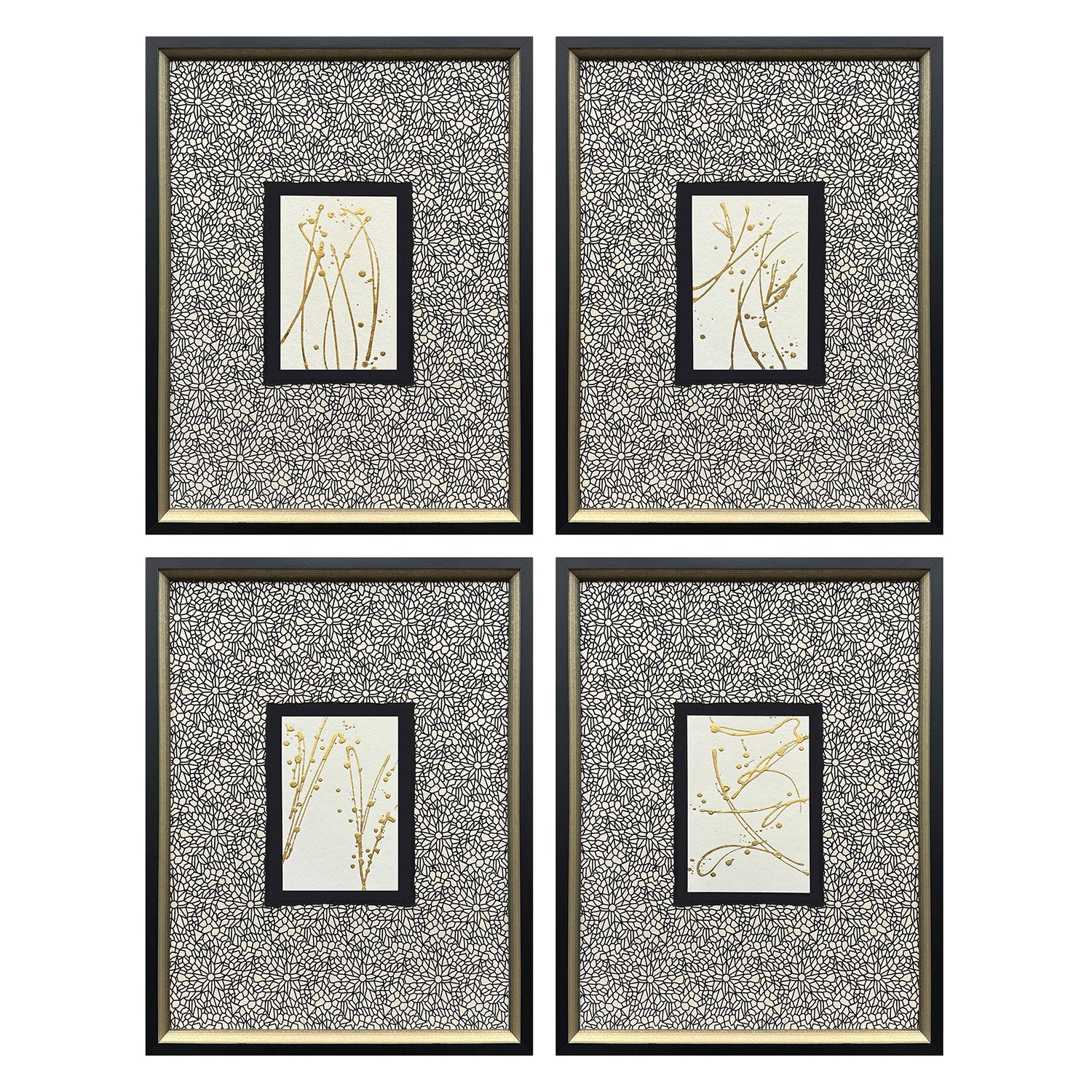 Langdon Liquid Gold I Framed Artwork Set of 4