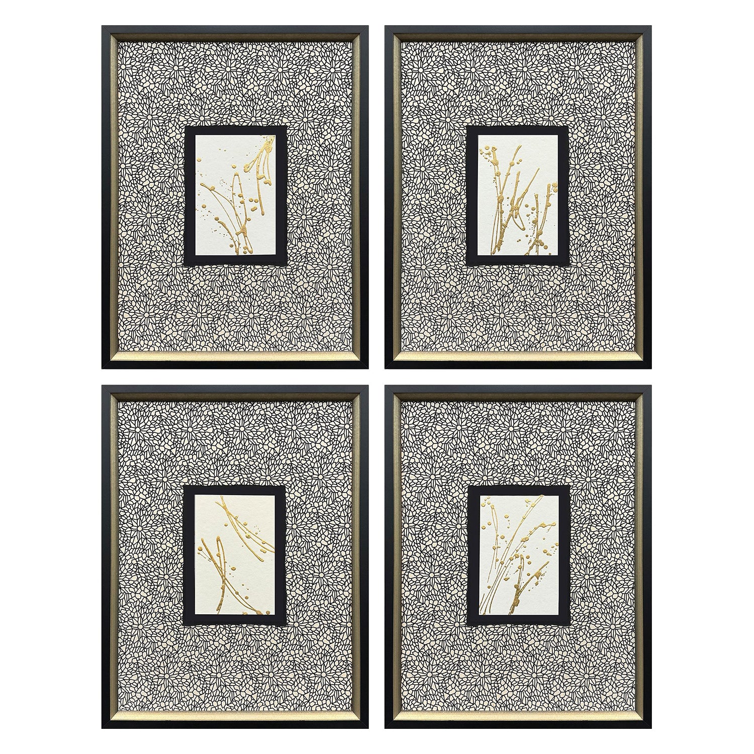 Langdon Liquid Gold II Framed Artwork Set of 4