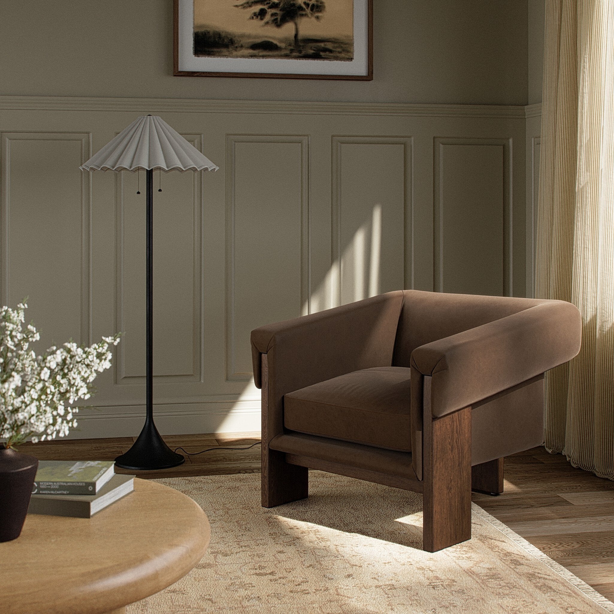 Four Hands Cairo Maestro Cigar Chair styled in a room setting